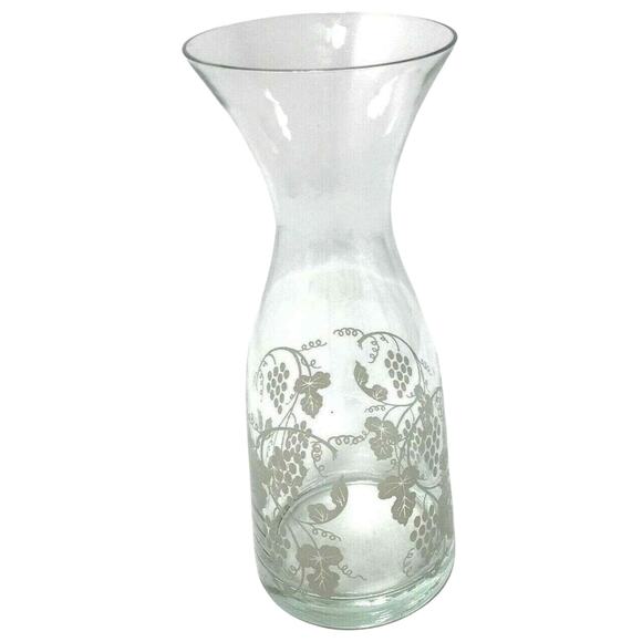 Vintage Glass Decanter Grape Vine Stencil Design Wine Juice Water Serveware - Picture 5 of 5